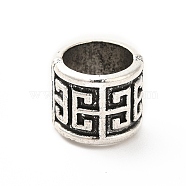 Tibetan Style Alloy European Beads, Large Hole Beads, Column, Antique Silver, 10x8.5mm, Hole: 7.7mm, about 349pcs/500g(PALLOY-P293-130AS)