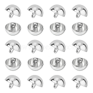 40Pcs Alloy Shank Buttons, 1-Hole, Dome/Half Round, Stainless Steel Color, 15x10mm, Hole: 1.5mm(BUTT-UN0001-08)
