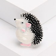 Alloy Brooches, Enamel Pin, Jewely for Women, Hedgehog, Silver, 36x29mm(PW-WG19565-02)