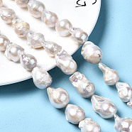 Natural Baroque Pearl Keshi Pearl Beads Strands, Cultured Freshwater Pearl, Nuggets, Natural Color, White, 16~36x14~19x12~18mm, Hole: 0.5mm, about 16~21pcs/strand, 15.55 inch~16.34 inch(39.5~41.5cm)(A22R9011-01)
