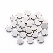304 Stainless Steel Charms, Stamping Blank Tag, Flat Round, Stainless Steel Color, 10x1mm, Hole: 1.4mm(X-STAS-L234-081B)