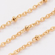 304 Stainless Steel Cable Chains, Soldered, Satellite Chains, with Spool, with Rondelle Beads, Golden, 1.5mm, about 65.61 Feet(20m)/roll(CHS-K003-01G-0.4MM)