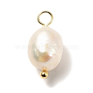 Natural Cultured Freshwater Pearl Pendants, with Brass Ball Head Pins, Rice, Real 18K Gold Plated, 16.5~17mm, Hole: 3mm(X-PALLOY-JF00942-01)