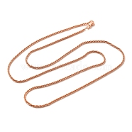 2mm Rack Plating Brass Wheat Chain Necklaces for Women Men, Cadmium Free & Lead Free, 901 Stainless Steel Clasp, Long-Lasting Plated, Rose Gold, 23.62 inch(60cm)(MAK-L044-58RG)