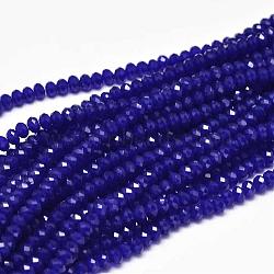 Faceted Rondelle Glass Beads Strands, Dark Blue, 3.5x2.5~3mm, Hole: 0.8mm, about 125~128pcs/strand, 13.7~14.1 inch(35~36cm)(GLAA-I033-3mm-01)