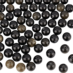 Olycraft 2 Strands Natural Golden Sheen Obsidian Beads Strands, Round, 10mm, Hole: 1.2mm, about 42pcs/strand, 16 inch(G-OC0004-98A)