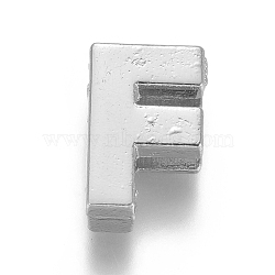 Alloy Slide Charms, Letter F, 12.5x8x4mm, Hole: 1.5x8mm(PALLOY-WH0069-02F-P)