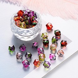 Two Tone Transparent Spray Painted Acrylic Beads, Polygon, Mixed Color, 10x10x9.5mm, Hole: 1.8mm(X-ACRP-T005-10mm-26-M)
