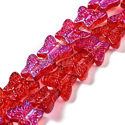 Transparent Glass Beads Strands, Butterfy, FireBrick, 12.5x15.5x5mm, Hole: 1mm, about 25pcs/strand, 9.84 inch(25cm)(GLAA-F114-04A)