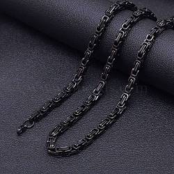 Titanium Steel Byzantine Chains Necklaces for Men, Black, 21.65 inch(55cm)(FS-WG56795-129)