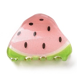 Watermelon Pattern Acrylic Claw Hair Clips, Hair Accessories for Girls, Pink, 35x50x34mm(PHAR-G004-03)