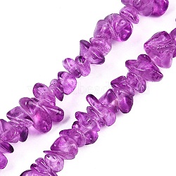 Transparent Glass Beads Strands, Imitation Gemstone, Nuggets, Purple, 4~11x8~10x2~8mm, Hole: 0.7mm, 31.10''(79cm)(GLAA-Z009-01J)