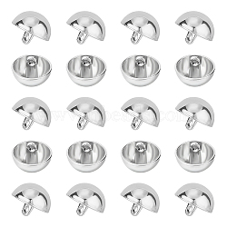 40Pcs Alloy Shank Buttons, 1-Hole, Dome/Half Round, Stainless Steel Color, 15x10mm, Hole: 1.5mm(BUTT-UN0001-08)