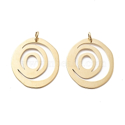 304 Stainless Steel Pendants, with Jump Ring, Oval Charm, Ion Plating(IP), Real 14K Gold Plated, 26.5x23x0.5mm, Hole: 3mm(STAS-M111-29G)