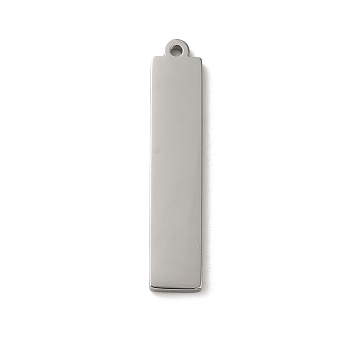 304 Stainless Steel Pendants, Laser Cut, Rectangle Charm, Stainless Steel Color, 30x6x1.5mm, Hole: 1.2mm