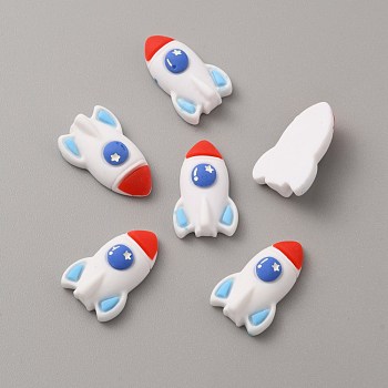 Space Theme Opaque Resin Cabochons, Rocket, Colorful, 24.5x15x7mm
