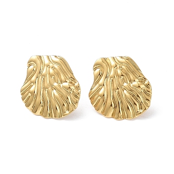 Ion Plating(IP) 304 Stainless Steel Stud Earring for Women, Leaf, Real 18K Gold Plated, 18.5x18.5mm, Pin: 0.8mm