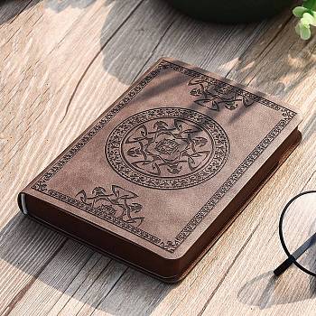 PU Leather Notebook, with Paper Inside, for School Office Supplies, Rectangle with Round Pattern, Coconut Brown, 14.6x10.5cm