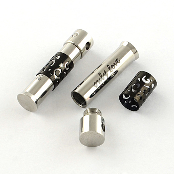 Smooth Surface 201 Stainless Steel Pendants, with Word Only Love, Black, 28x7mm, Hole: 3mm