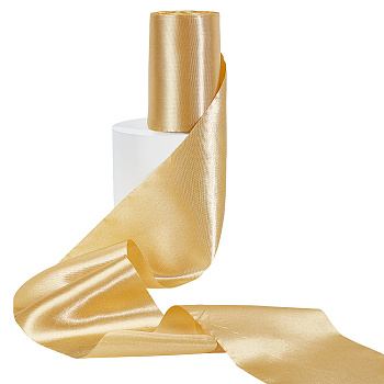 20M Polyester Ribbons, for Wedding Celebration Decoration, Gold, 3-3/4~4 inch(95~100mm), about 21.87 Yards(20m)/Roll
