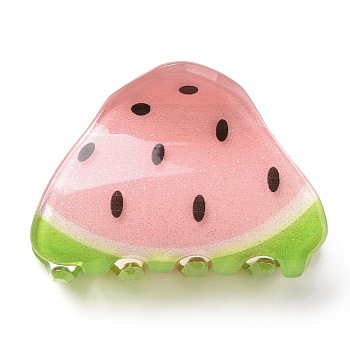 Watermelon Pattern Acrylic Claw Hair Clips, Hair Accessories for Girls, Pink, 35x50x34mm