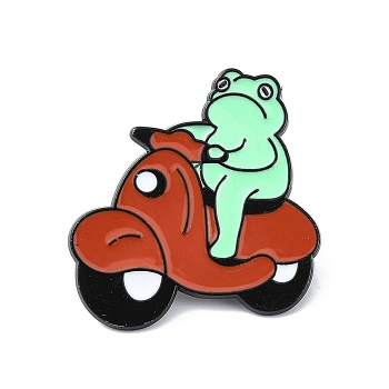 Enamel Pin, Alloy Brooch for Backpack Clothes, Cadmium Free & Lead Free, Frog, FireBrick, 26.5x26.5x1.5mm