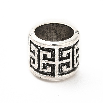 Tibetan Style Alloy European Beads, Large Hole Beads, Column, Antique Silver, 10x8.5mm, Hole: 7.7mm, about 349pcs/500g