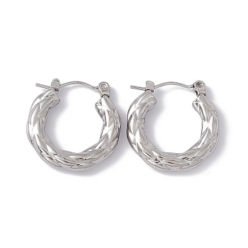 304 Stainless Steel Thick Hoop Earrings for Women, Stainless Steel Color, 20x20x3.5mm, Pin: 0.6mm
