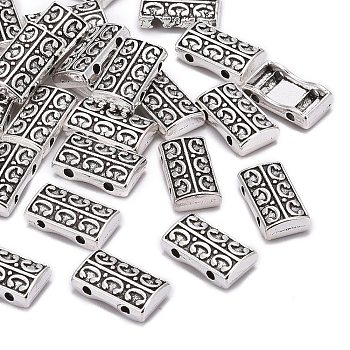 Tibetan Style Multi-Strand Links, Rectangle, Lead Free and Cadmium Free, Antique Silver, 14x8x3mm, Hole: 2mm, about 725pcs/kg