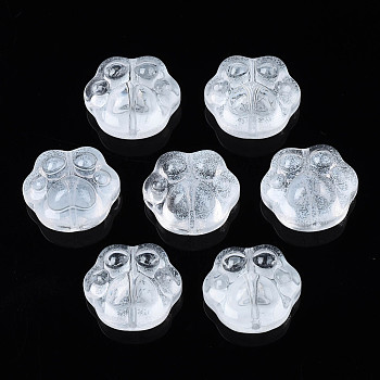 Imitation Jade Glass Beads, Bear Claw Print Shaped, White, 13.5x15x8.5mm, Hole: 1mm