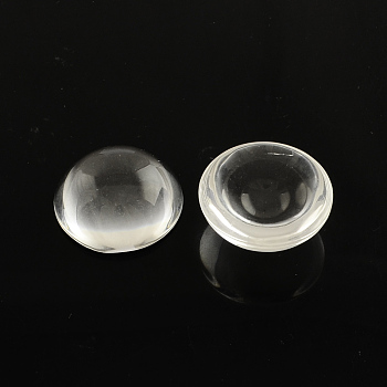 Transparent Half Round Glass Cabochons, Clear, 20x8.5~10mm