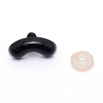 Resin Craft Nose, Doll Making Supplies, with Plastic Washer, Black, 16.5x23x11mm, Pin: 5mm