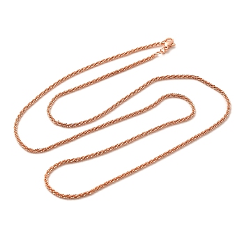 2mm Rack Plating Brass Wheat Chain Necklaces for Women Men, Cadmium Free & Lead Free, 901 Stainless Steel Clasp, Long-Lasting Plated, Rose Gold, 23.62 inch(60cm)