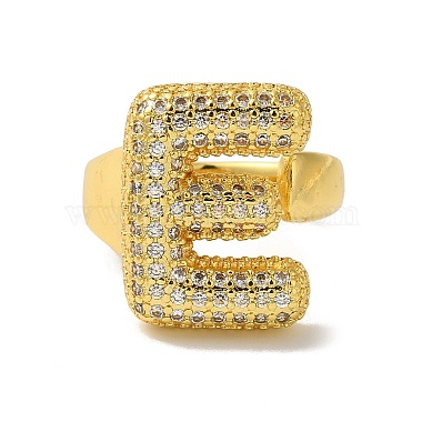 Bague ouverte en laiton avec micro pavé de zircons cubiques transparents pour femme(RJEW-N046-03E-G)-2