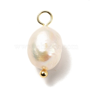 Real 18K Gold Plated White Rice Pearl Pendants