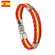Flag Color Imitation Leather Triple Line Cord Bracelet with Alloy Clasp(GUQI-PW0001-086P)-1