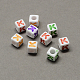Perles européennes en acrylique de lettre colorées avec grand trou(SACR-Q104-02K)-1