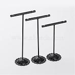 3 Pcs T Bar Iron Earring Displays Sets, Jewelry Display Rack, Jewelry Tree Stand, Black, 90x60x35mm, 110x60x35mm, 125x60x35mm, 3pcs/set(EDIS-P001-01B)