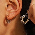 304 Stainless Steel Stud Earrings, , Real 18K Gold Plated, C Shape, 20x10mm(FS-WG82045-29)