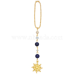 Sun Alloy Pendant Decorations, with Glass Beads, for Rear View Mirror Car Hanging Ornament, Golden, 165mm(HJEW-WH20003-56A)