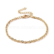 Vacuum Plating 304 Stainless Steel Rope Chain Bracelet for Men Women, Golden, 7 inch(17.7~17.8cm)(BJEW-E031-12G-02)