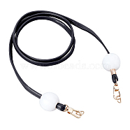 PU Leather Chain Bag Strap, with Resin Beads & Alloy Clasps, Bag Replacement Accessories, Black, 122x0.85x0.3cm(FIND-WH0093-15B)