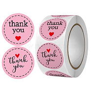 Thank You Flat Round Self Adhesive Paper Stickers Roll, for Party, Decorative Presents, Pearl Pink, 25mm(PW-WG64771-01)