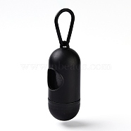 Plastic Pill Shape Pet Poop Waste Bags Holder, with Waste Bags and Carabiners, Black, 140mm, Pill: 10x4cm, Bag: 30x24cm, 15pcs/roll(X-AJEW-Z002-A07)