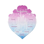 Gradient Color Heart Earring Display Cards, with Week, Violet, 15.55x12.9x0.04cm, Hole: 1.5mm(CDIS-P007-F01)