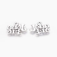 Tibetan Style Alloy Pendants, Christian Charms, John 3:16, Lead Free and Cadmium Free, Antique Silver, 18.5x13x1mm, Hole: 2mm(EA9098Y)