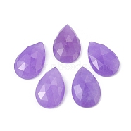 Natural Jade Cabochons, Faceted, Teardrop, Dyed, Lilac, 25x16x6mm(G-L514-022B)