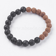 Natural Lava Rock and Rudraksha Beads Stretch Bracelets, 2 inch(51mm)(BJEW-E326-01)