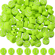 3 Bags Handmade Polymer Clay Beads, Sports Goods, Tennis, Green Yellow, 9~10mm, Hole: 1.6mm, 50pcs/bag(CLAY-SC0001-71)