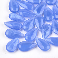 Acrylic Pendants, Imitation Gemstone Style, teardrop, Royal Blue, 33x18.5x8.5mm, Hole: 2.5mm(X-OACR-S024-55B)